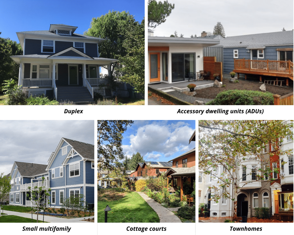 Collage of missing middle housing types