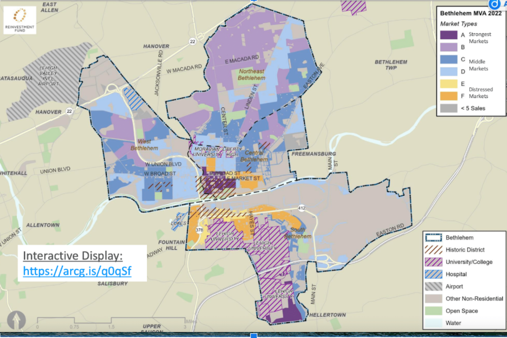 Bethlehem, Pennsylvania, interactive display map is shown