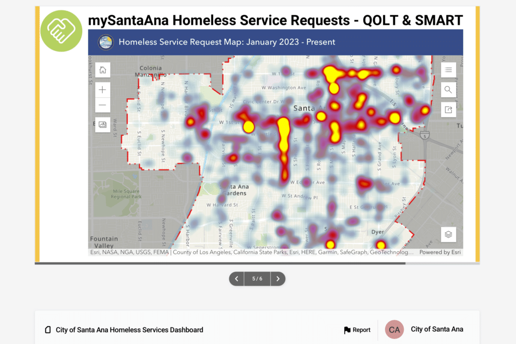 Heat map of homelessness-related service requests.