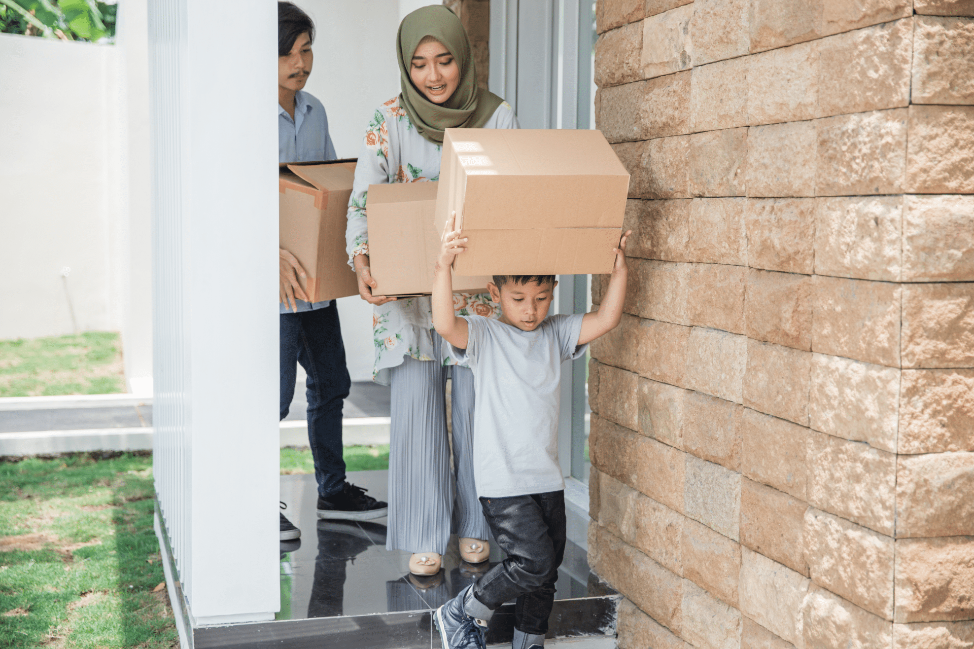 A picture of an immigrant family moving is used to illustrate how CLTS can be used to support immigrants
