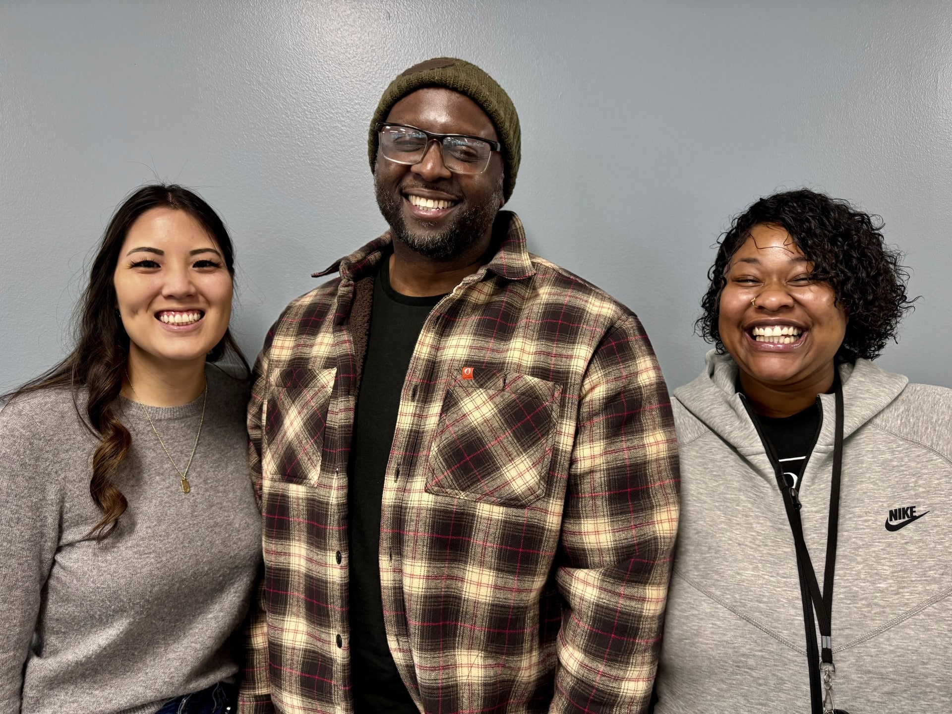 Sarah Zavaleta, Terry Mowatt, and Marie Wiley from left to right. All three are part of Seattle's pilot program aiming to breaks the prison-homelessness cycle