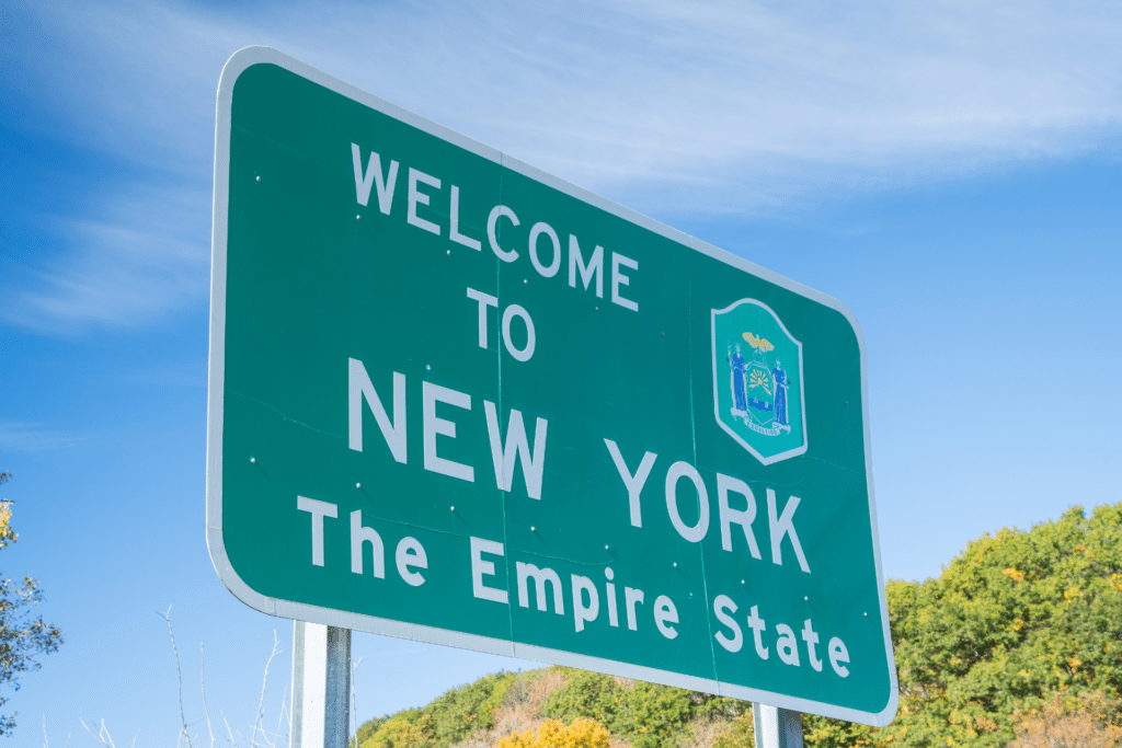 New York State road sign used to illustrate applying to the 2024 New York State Peer Network