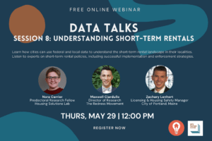 Invitation to Data Talks 8: Understanding Rental Registries. All information is included in the blog post that follows the image.