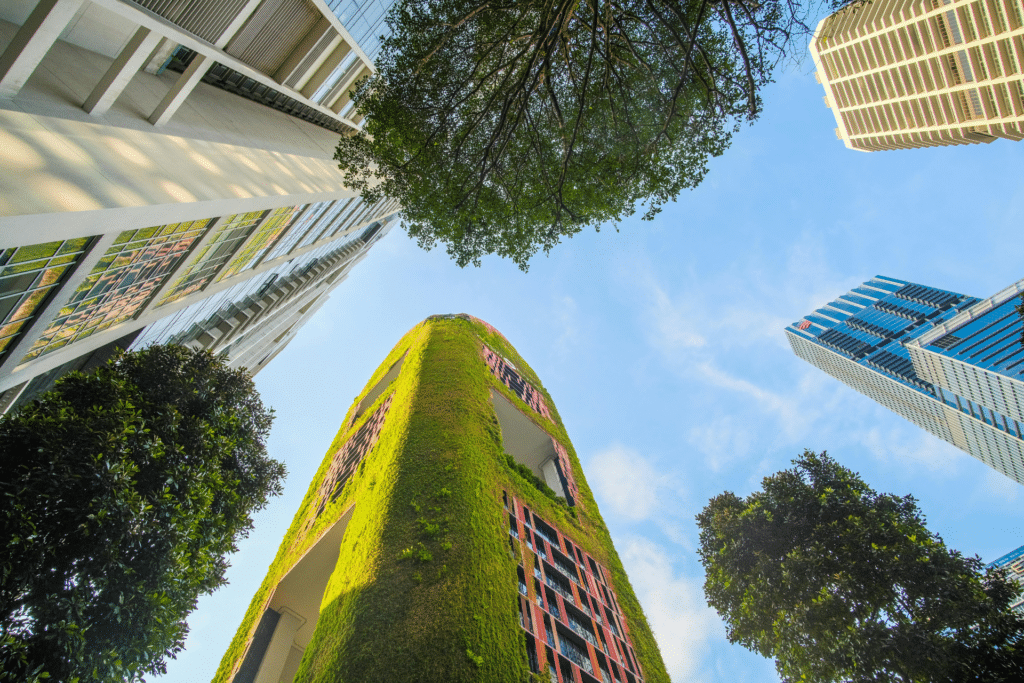 Image of "green" building is shown